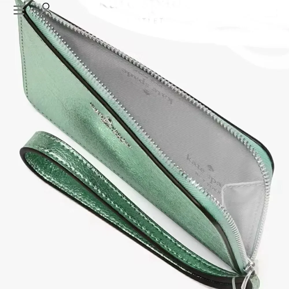 Kate Spade Lucy Metallic Small L-zip Wristlet Bag Wallet Purse